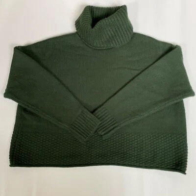 Suéter Madewell Recortado Cuadrado Cuello Alto M Verde Bosque Minimalista Silencioso Lujo Foto 1 de 4