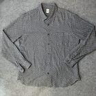 Hiroshi Kato 100% Cotton Long Sleeve Shirt Mens Grey Polka Dot XL