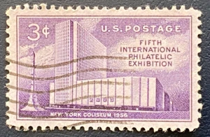 1956 USA 3c 5th International Philatelic Exhi. Purple stamp #1078 Fine Used - Picture 1 of 3