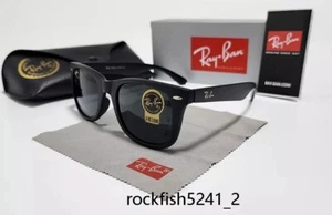 NUOVI occhiali da sole Ray.Ban. neri Wayfarer RB2140 901 50-22 - verde/nero - Foto 1 di 7