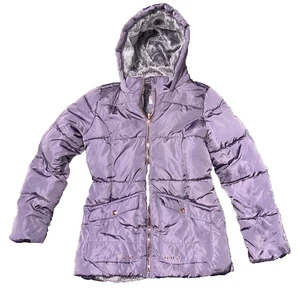 Kensie Girl Puffer Jacket Coat Purple Sherpa Fleece Lining Quilted Size 14 / 16 - Picture 1 of 5