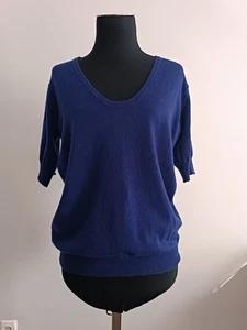 The Cashmere Center Cashmere Sweater Short Sleeve Blue-Violet Color Size M - Picture 1 of 12
