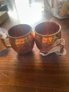 Paar Vintage Miniatur Kupferbecher Schnapsgläser Messinggriffe - Echtkupfer  - Bild 1 von 4