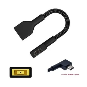 DC Square Female-3 Pin Plug Converter Laptop Charging Cable For Razer Blade 15 - Photo 1/10