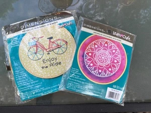 Dimensions Mini Embroidery Kit Beginners Cross Stitch 1-4” Mandala 2-6” Bike - Picture 1 of 13