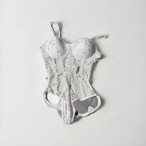Spencersonline BodyRage White Lace Women's Large Lace Corset Body Suit NWT gift - Picture 1 of 11