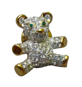 Swarovski Crystal Teddy Bear Lapel Pin - Picture 1 of 6