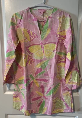 Top túnica piscina Lilly Pulitzer niñas XLarge rosa mariposa excelente Foto 1 de 4