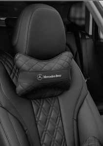 Neu 2 x Schwarzes Auto Kopfstütze Auto Sitz Nackenkissen Mercedes-Benz - Bild 1 von 5
