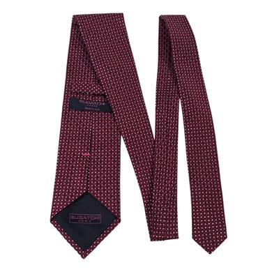 Corbata Bugatchi Uomo Para Hombre Roja Blanca Micro Punto Seda Bordada Ajustada A Cuadros Foto 1 de 4