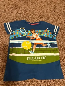 Piccolina Billie Jean King T-Shirt 14 Blau Kurzarm Tennis Legend Baumwolle - Bild 1 von 3
