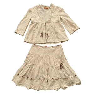 MAYORAL Girls Size 12 Beige Blouse Skirt Set  - Picture 1 of 14