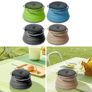 Folding Camping Kettle Water Boiler Portable Cookware Silicone Cooking Pot for - Picture 1 of 20