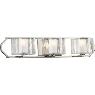Progress Lighting 3-Light Polished Nickel 27"W Vanity Light w/Water Glass Shades - Image 1 of 4
