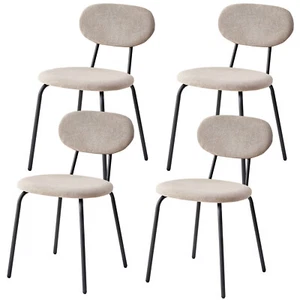 Set 4 Sedia da pranzo Cuscino Morbido Comodi Schienali Impilabile Moderno Bianco - Foto 1 di 15