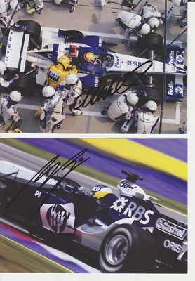 F1 Mark Weber & Nick Heidfeld 2x Cards Hand Signed Autograph Williams BMW FW27 - Image 1 of 2