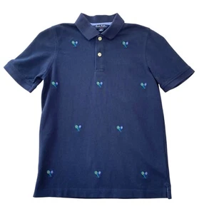 Brooks Brothers Polo Shirt Boys Medium Blue Tennis Racket Preppy Old Money - Picture 1 of 7