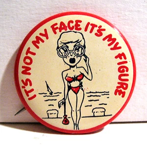 Vintage 1940-1950er It's My Figur Neuheit lustiger Pinback-Knopf alter Ladenbestand - Bild 1 von 1