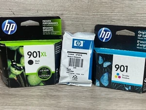 Original HP Tinten 2x 901XL Schwarz + 901 Tri-Color J4525 J4580 J4640 J4680 - Bild 1 von 4