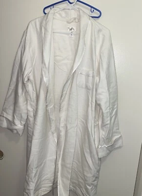 Classic Elements Women’s White Robe L 14 16 Ribbed Cotton Missing Belt - Image 1 of 4