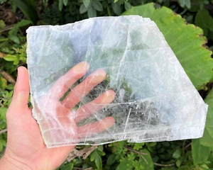EXTRA GROSSE natürliche Selenitplatten, 1-2 Pfund atemberaubende rohe Selenitscheiben + Ständer - Bild 1 von 8