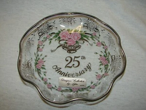 Ciotola nuova con etichetta vintage Lefton Japan Happy 25th Anniversary OTTIMA REGALO - Foto 1 di 4