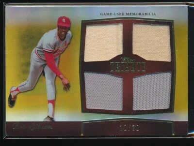 Bob Gibson 2011 Topps Tribute Quad Game Used Jersey Gold Parallel 10/20 - Image 1 of 2