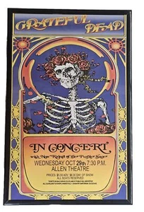 Póster de concierto Grateful Dead 1971 AllEn Theater, Cleveland 11 X 17 enmarcado - Imagen 1 de 2