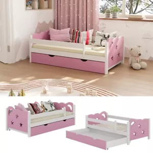 Kinderbett Einzelbett Juniorbett Jessica Weiß Pink 140x70 cm modern VitaliSpa - Bild 1 von 7