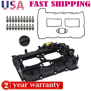 For 12-18 BMW N20 F10 320i 328i 528i X3 X5 Z4 X1 Valve Cover w/ Gasket & Oil Cap - Picture 1 of 11