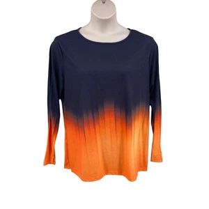 Womens Size 2X Knit Halloween Top Black Orange Ombre Long Sleeve Round Neckline - Picture 1 of 11