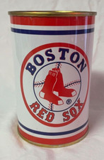 VINTAGE 1984 BOSTON RED SOX BASEBALL TIN CAN COIN BANK - RARE - HARD TO FIND