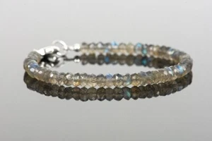 Bracciale Donna Blu Flashy Labradorite 3-4MM Sfaccettato Rondelle Gemme Perline 6-8" - Foto 1 di 10