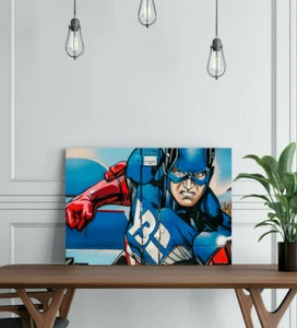 CAPTAIN AMERICA 2-FRAMED CANVAS WALL ART SUPERHERO PICTURE PAPER PRINT- MARVEL - Picture 1 of 12