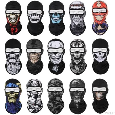 Tactical Skull Ghost Printed Full Face Mask Balaclava Halloween Ski Motorcycle - Image 1 of 4