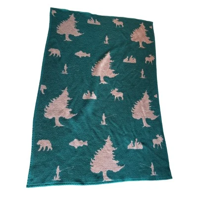 Vintage Biederlack USA Made Cabincore Green and Tan Twin Blanket - Image 1 of 4