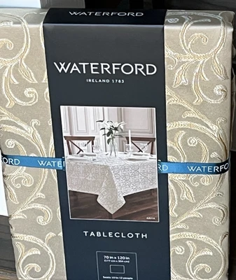 WATERFORD Anya Gold Jacquard Christmas Holiday Tablecloth,  70x120 - Image 1 of 2