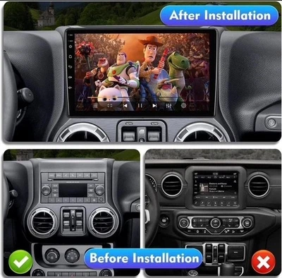 Rádio de carro 10.1" Jeep Wrangler JK 2007-2016 10.1" Android 14 4+32G CARPLAY RM - Imagem 1 de 4