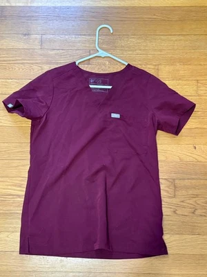 FIGS Technical Collection Catarina Scrub Top Women's XS Burgundy Short Sleeve - Image 1 of 2