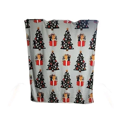 Berkshire Manta Navidad Gato Tiro Mia Charro Gris Claro Árbol de Navidad Regalo 54x69 Foto 1 de 4