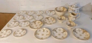 Antique Coalport 20-Piece Porcelain Tea Set - Snowflake Pattern, Pre-1920s Engla - Picture 1 of 8