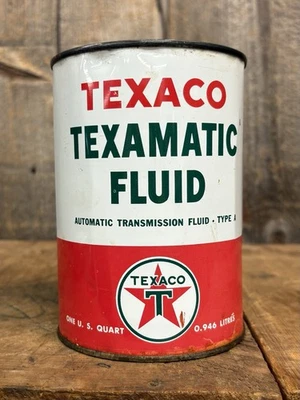 Lata de óleo vintage 1Qt Texaco Texamatic fluido motor estrela vermelha publicidade vazia - Imagem 1 de 4