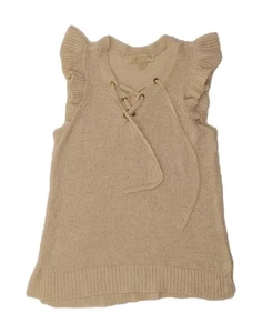 MICHAEL KORS Womens Knit Blouse Top UK 12 Medium Beige DK23 - Picture 1 of 3