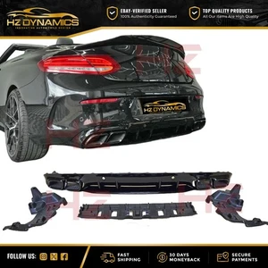 FOR MERCEDES C CLASS C205 COUPE AMG C63 FACELIFT LOOK GLOSS BLACK REAR DIFFUSER - Picture 1 of 13