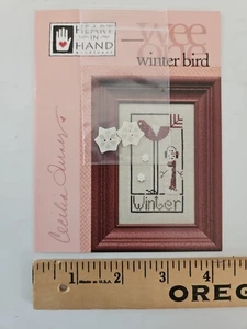 Heart in Hand WINTER BIRD Wee One Cross-Stitch Pattern & Button Cecilia Turner - Picture 1 of 3