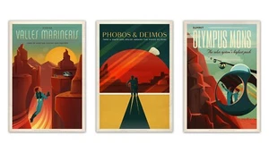 Space x Mars Sci-Fi Reiseposter (3 Stück) Illustration, Premiumdruck 13x19 Zoll - Bild 1 von 7