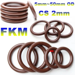 Brown Metric Size Fluorine Rubber FKM O Ring Seals 2mm Cross Section 5mm~50mm OD - Picture 1 of 14