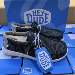 Hey Dude Men’s Wally H2O Mix Shoes Phantom Black Loafers Comfort Sizes 7-14 New - Picture 1 of 15