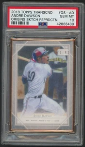 2018 Topps Transcendent Andre Dawson PSA 10 GEM MINT Origins Sketch Reproduction - Picture 1 of 2