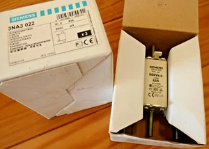 c0331) 6 x SiEMENS Sicherungseinsatz 3NA3  500V 63A gg Gr.0,  originalverpackt - Bild 1 von 4